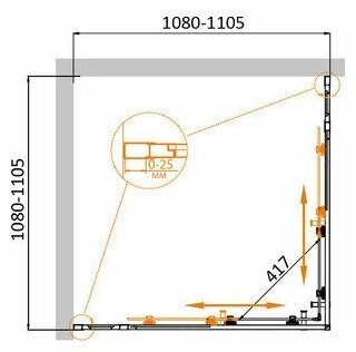 Душевой уголок (110х110) CEZARES MOLVENO MOLVENO-A-22-80+30-C-Cr-IV
